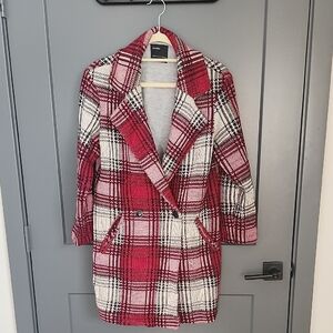 Bershka Red and White Plaid Blazer